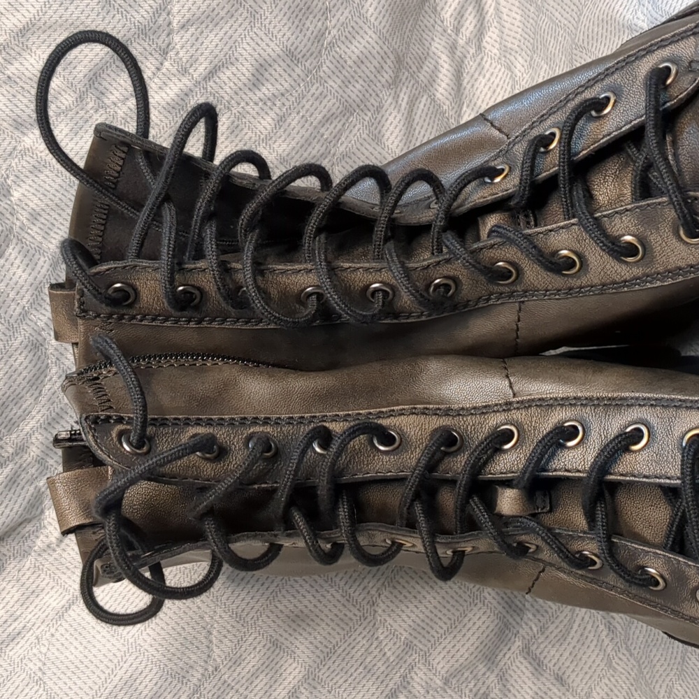 Aldo Metallic Brown Women's Combat Boots - Picture 15 of 16